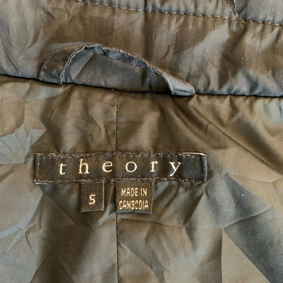 Theory black puffer/ parka  Down Filled coat size small. "Bartie Haven" - Picture 6 of 17